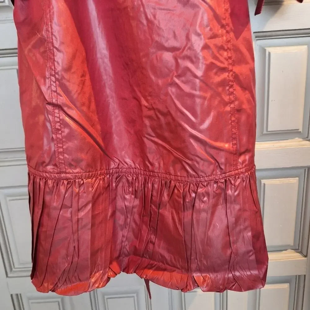 Stylish Red Coat with Unique Collar Junior SzM Ruffle Hem Snap Front NWOT CUTE